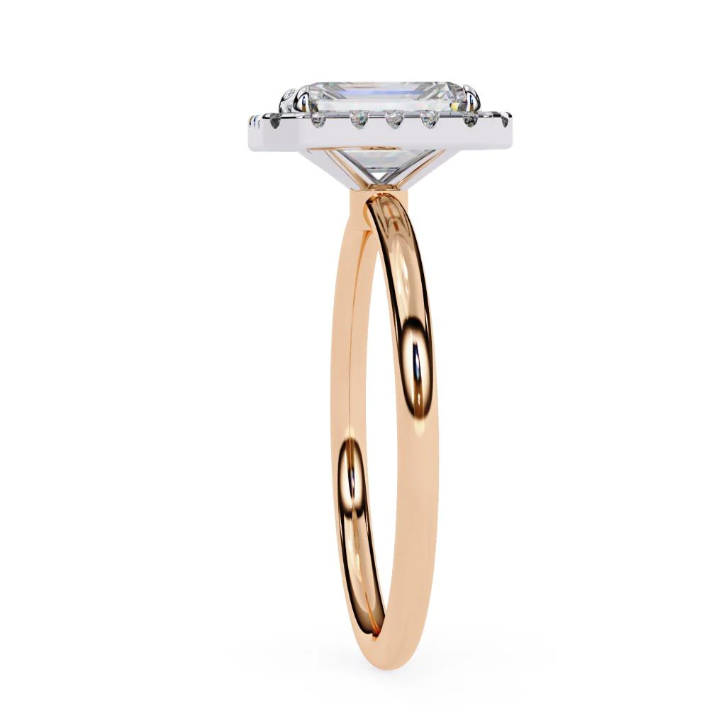 Radiant Solitaire with Halo Engagement ring - Image 8