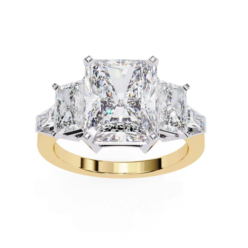 Radiant Three Stone with Euro Shank Engagement Ring - Image 5