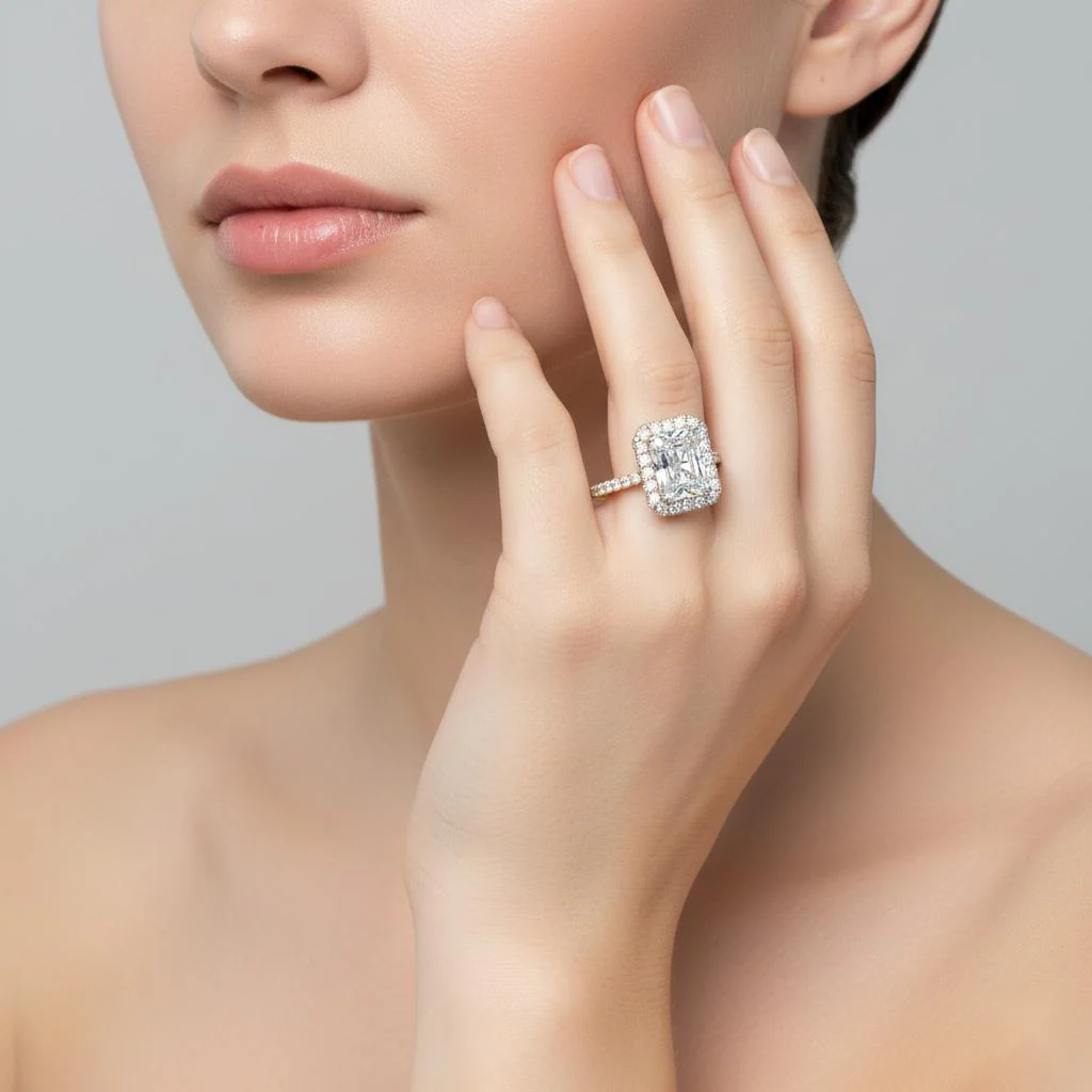 Radiant Unique Halo Engagement Ring - Image 4
