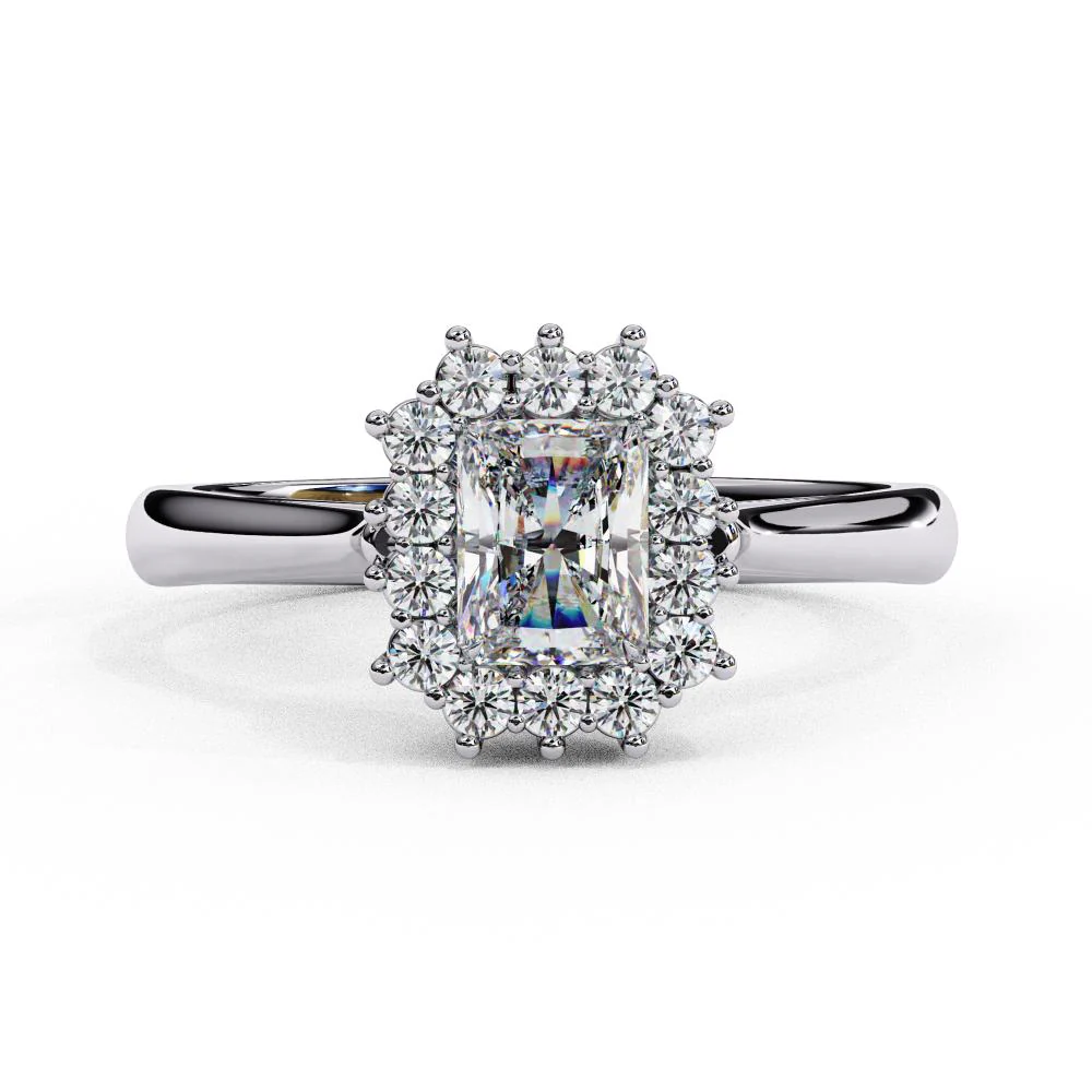 Radiant Vintage Halo Engagement Ring - Image 3