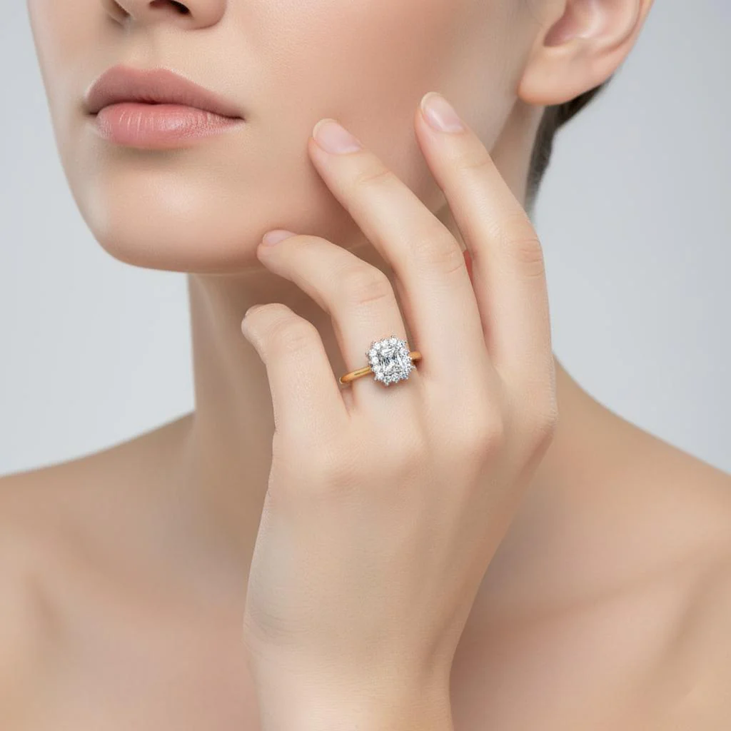 Radiant Vintage Halo Engagement Ring - Image 4