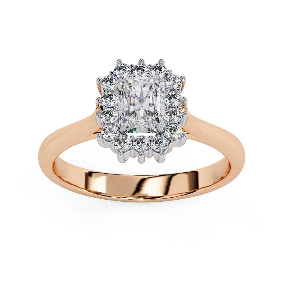 Radiant Vintage Halo Engagement Ring - Image 8