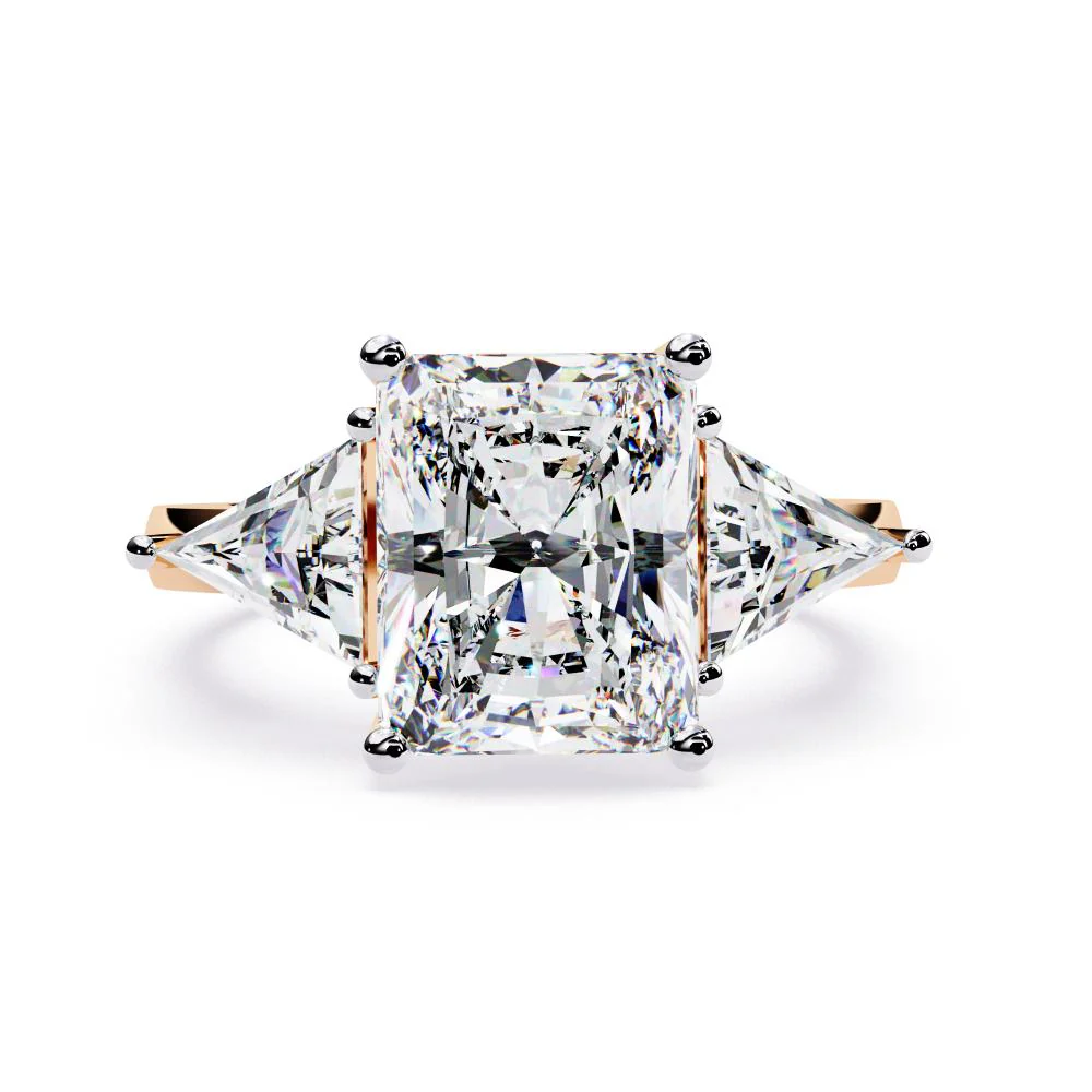 Radiant With Triangle Three Stone Engagement Ring - Image 2