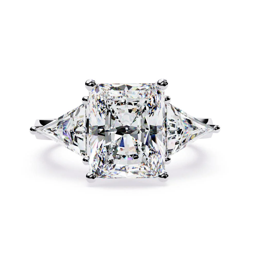 Radiant With Triangle Three Stone Engagement Ring - Image 3