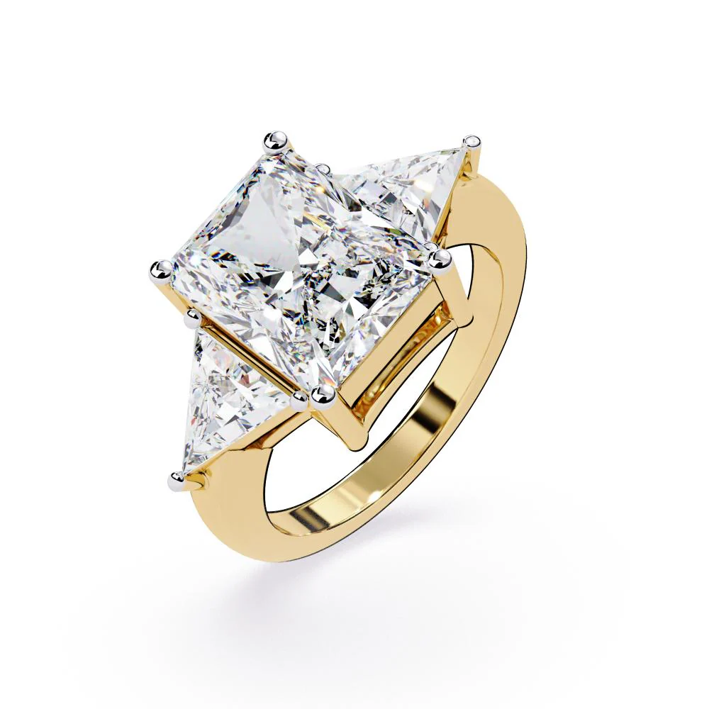 Radiant With Triangle Three Stone Engagement Ring - Image 5