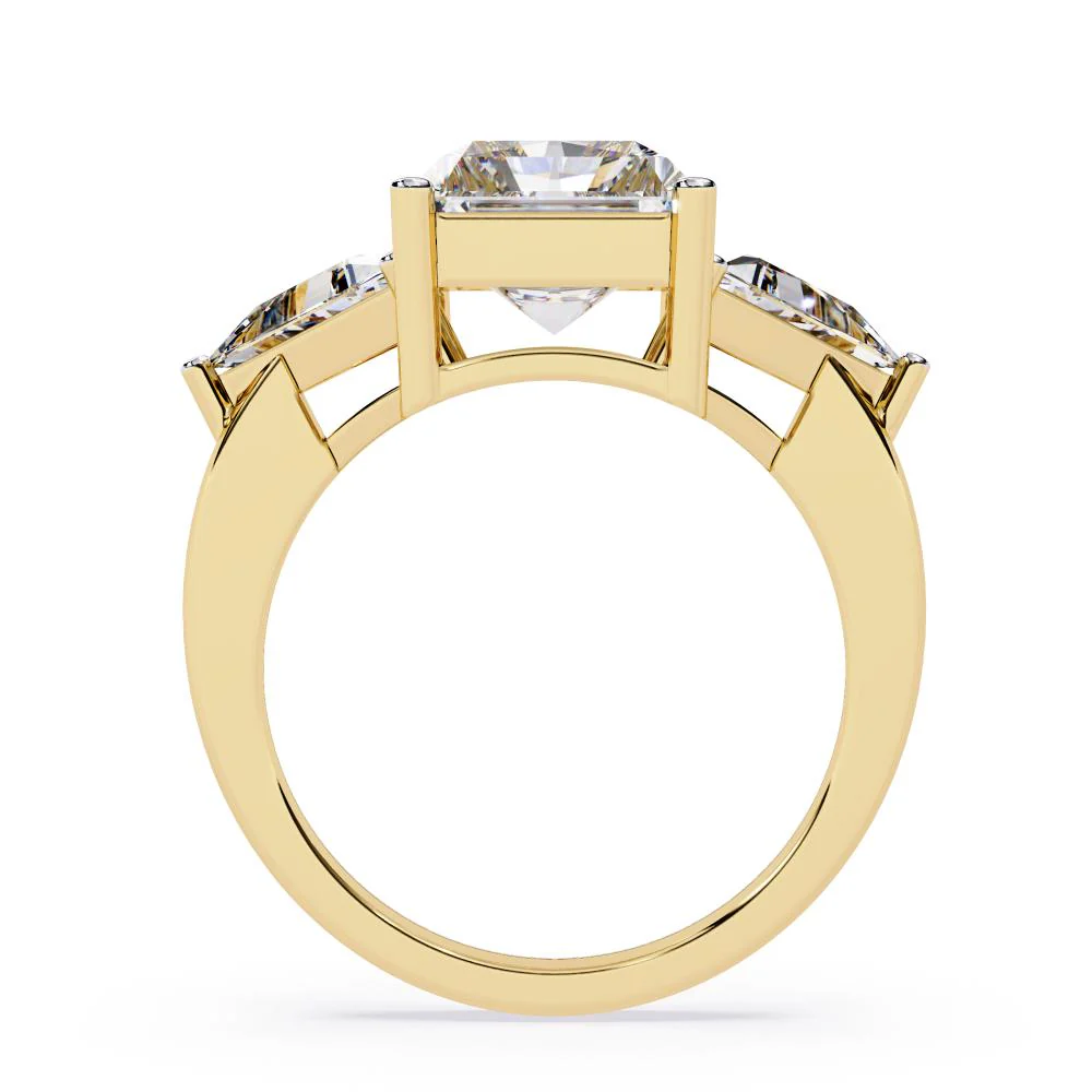 Radiant With Triangle Three Stone Engagement Ring - Image 6