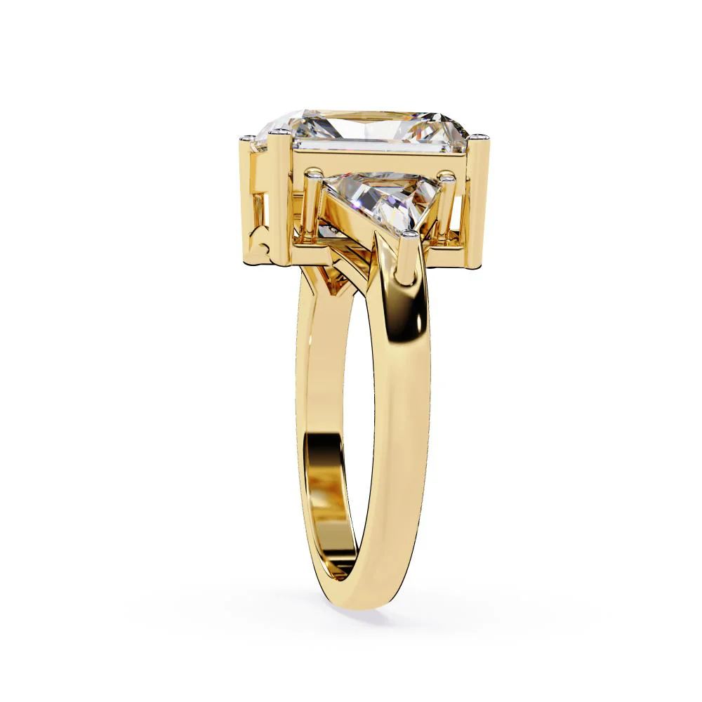 Radiant With Triangle Three Stone Engagement Ring - Image 7