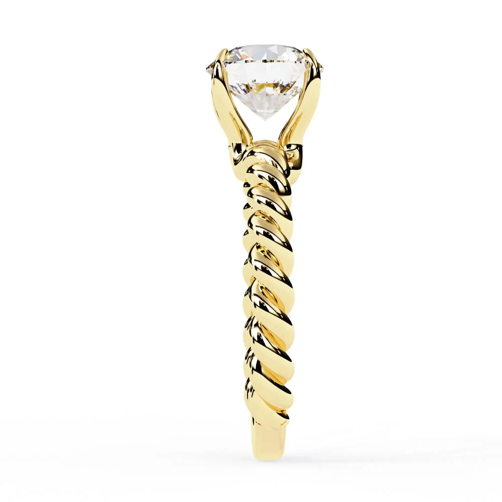 Round Solitaire with Rope Band Engagement Ring - Image 7