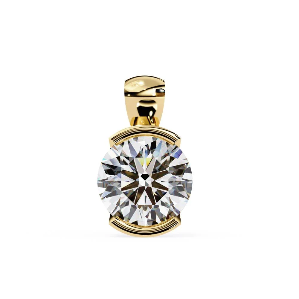 Round Bar Set Solitaire Pendant with Chain - Image 5