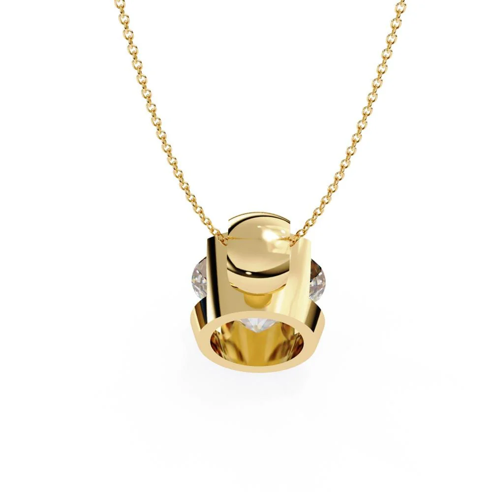 Round Bar Set Solitaire Pendant with Chain - Image 7