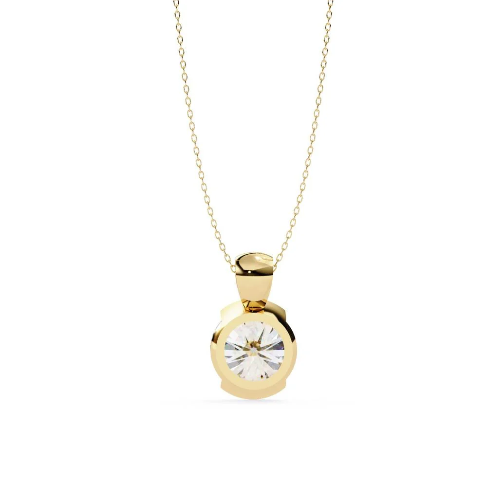 Round Bar Set Solitaire Pendant with Chain - Image 8