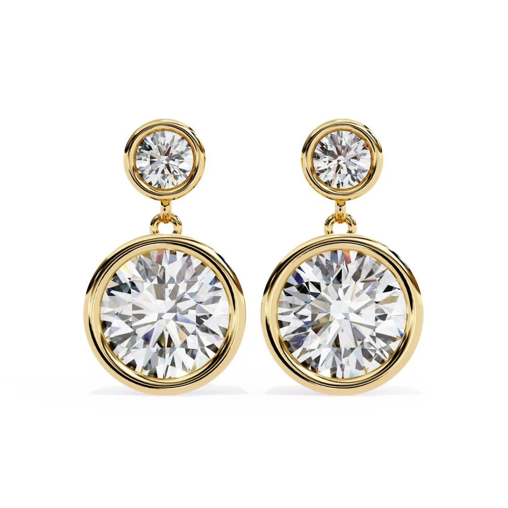 Round Bezel Set Dangle & Drop Earrings - Image 5