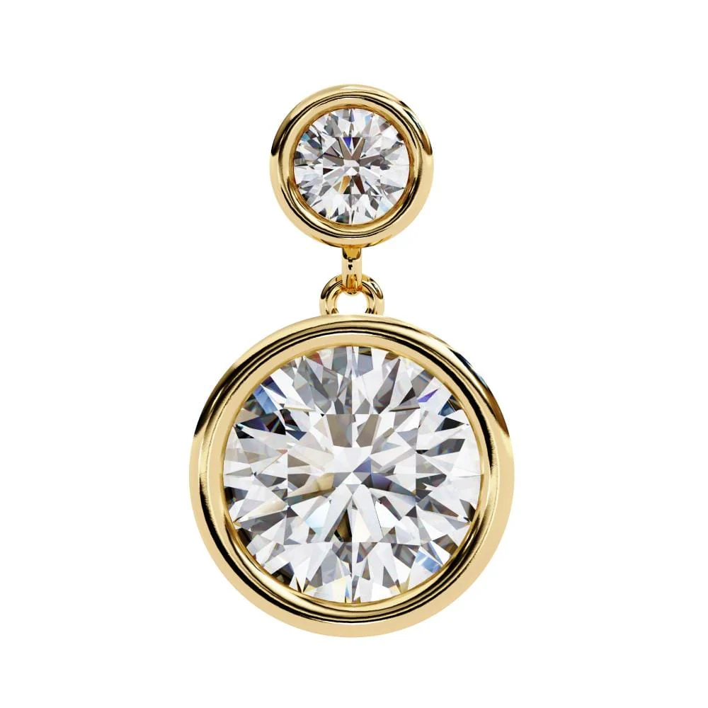 Round Bezel Set Dangle & Drop Earrings - Image 6