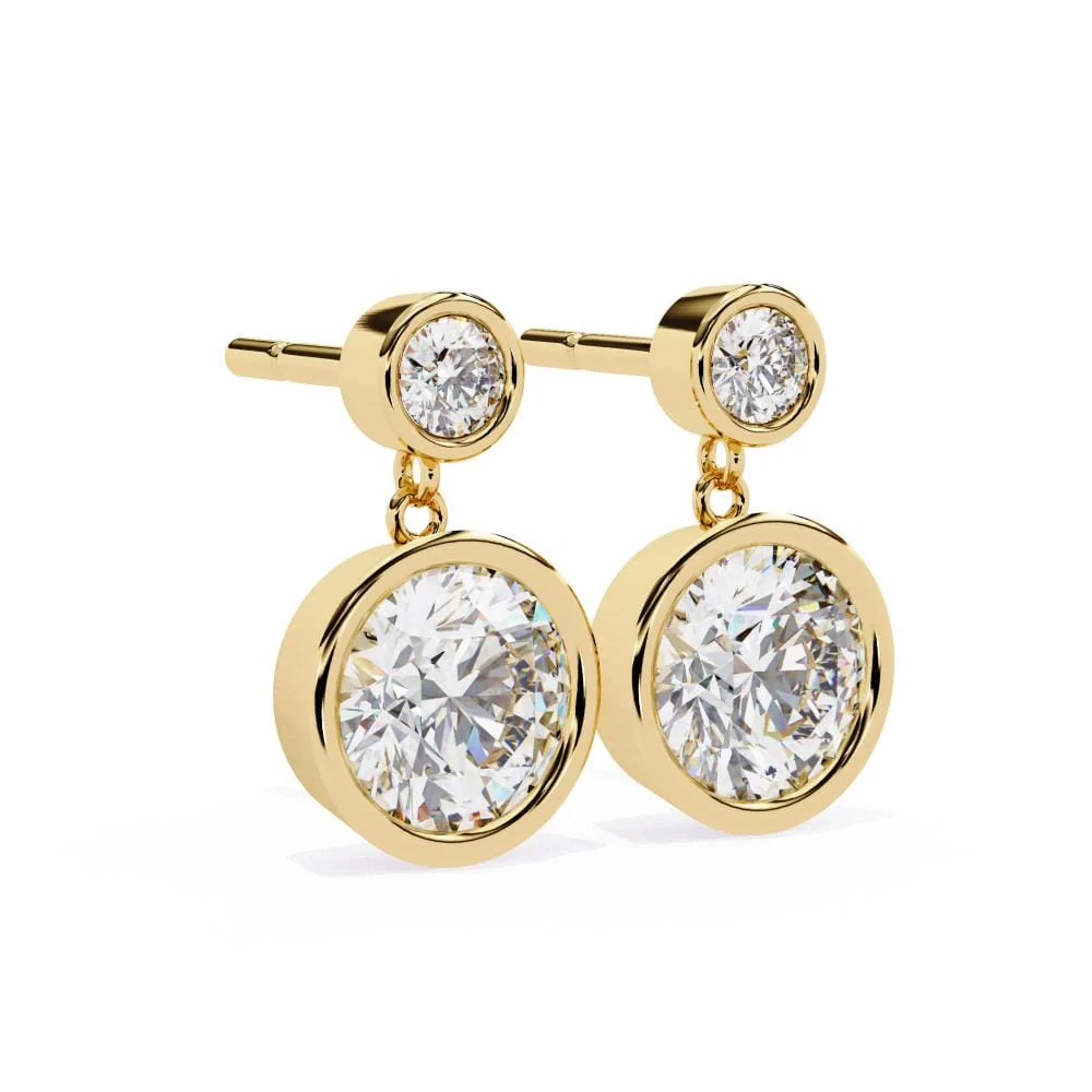 Round Bezel Set Dangle & Drop Earrings - Image 7