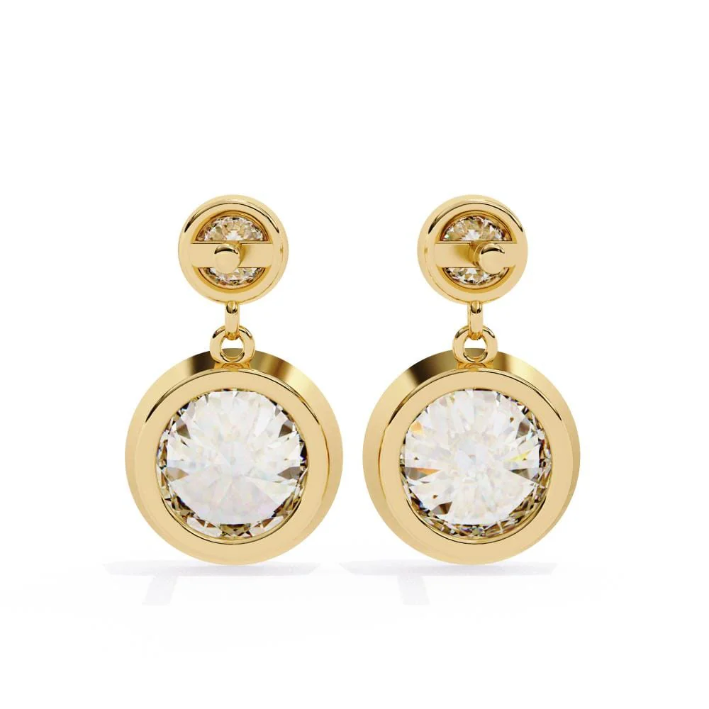 Round Bezel Set Dangle & Drop Earrings - Image 8