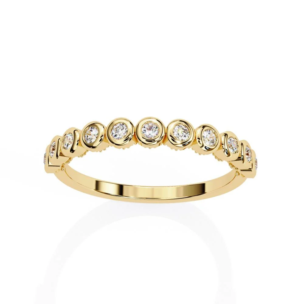 Round Bezel Set Half Eternity Wedding Band - Image 4