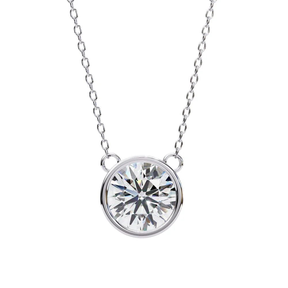 Round Bezel Set Pendant With Chain - Image 3