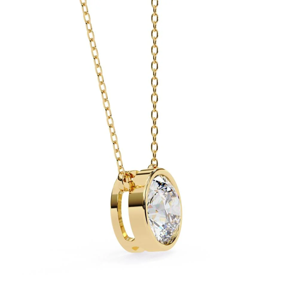 Round Bezel Set Pendant With Chain - Image 6