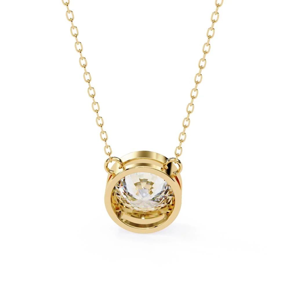Round Bezel Set Pendant With Chain - Image 7