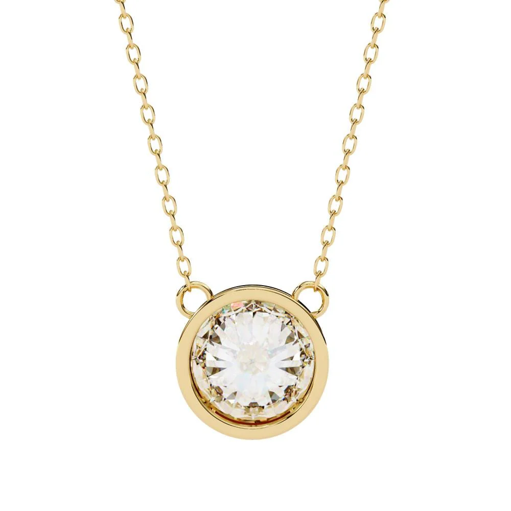 Round Bezel Set Pendant With Chain - Image 8