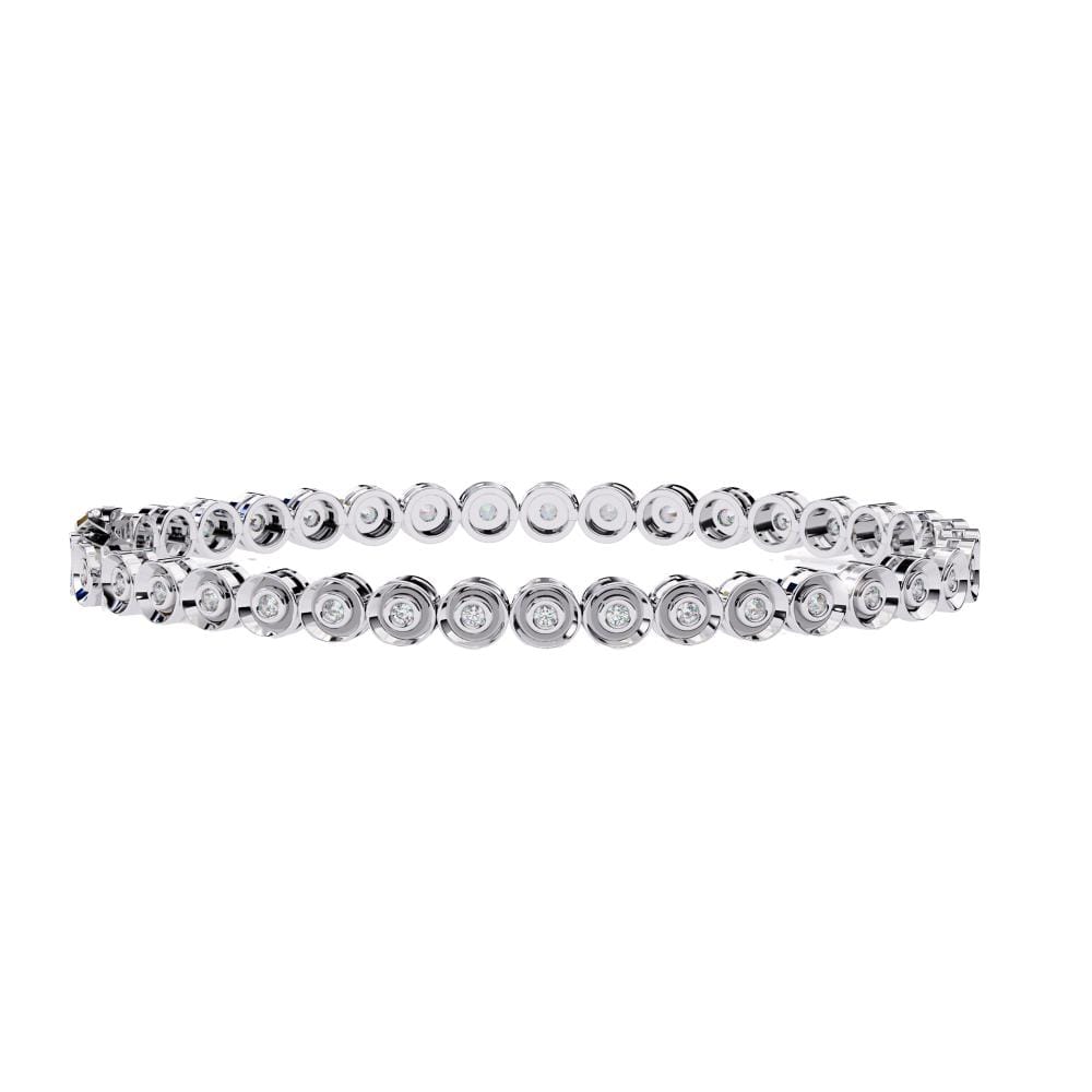 Round Bezel Set Tennis Moissanite Bracelet - Image 3