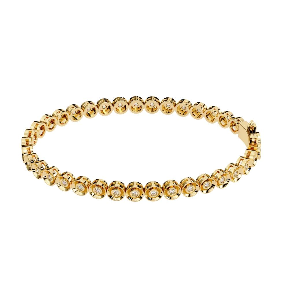 Round Bezel Set Tennis Moissanite Bracelet - Image 4