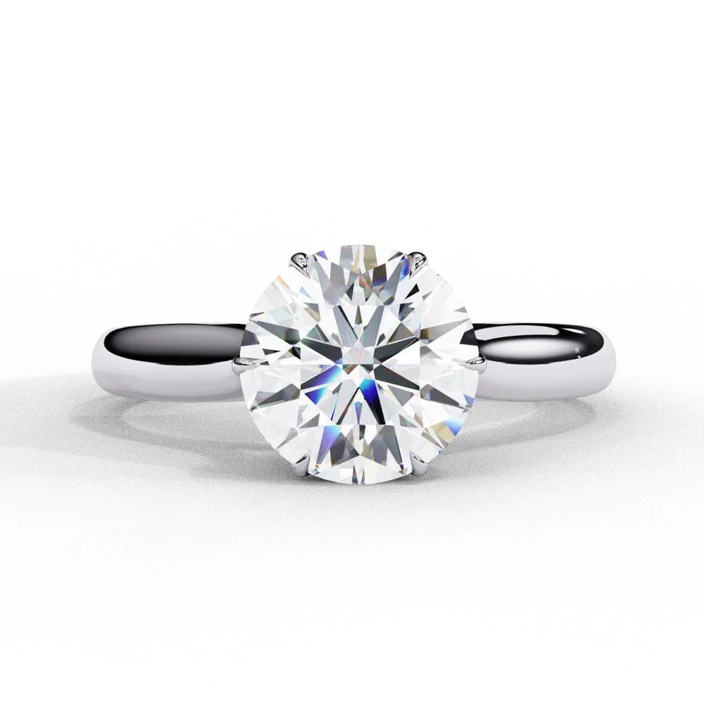 Round Solitaire with 6 Claw Prong Engagement ring - Image 3