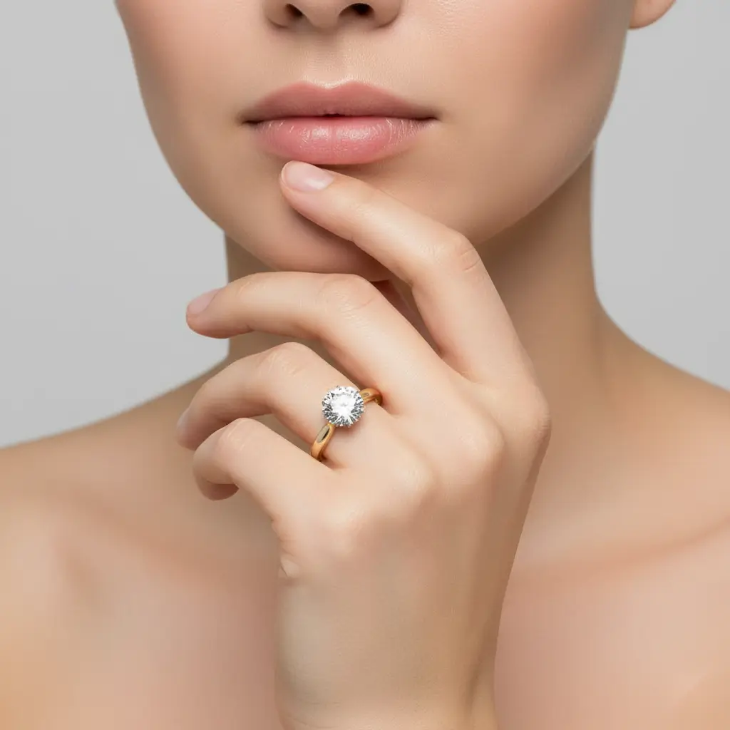 Round Solitaire with 6 Claw Prong Engagement ring - Image 4