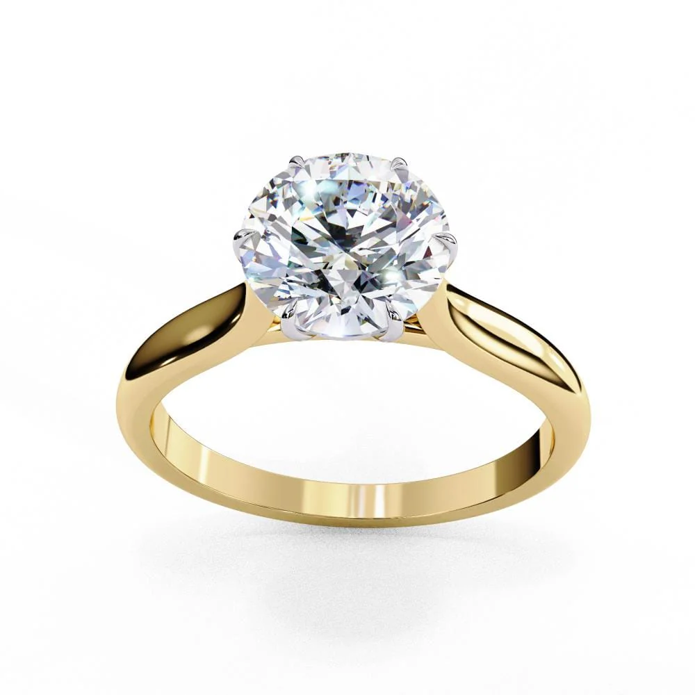Round Solitaire with 6 Claw Prong Engagement ring - Image 5