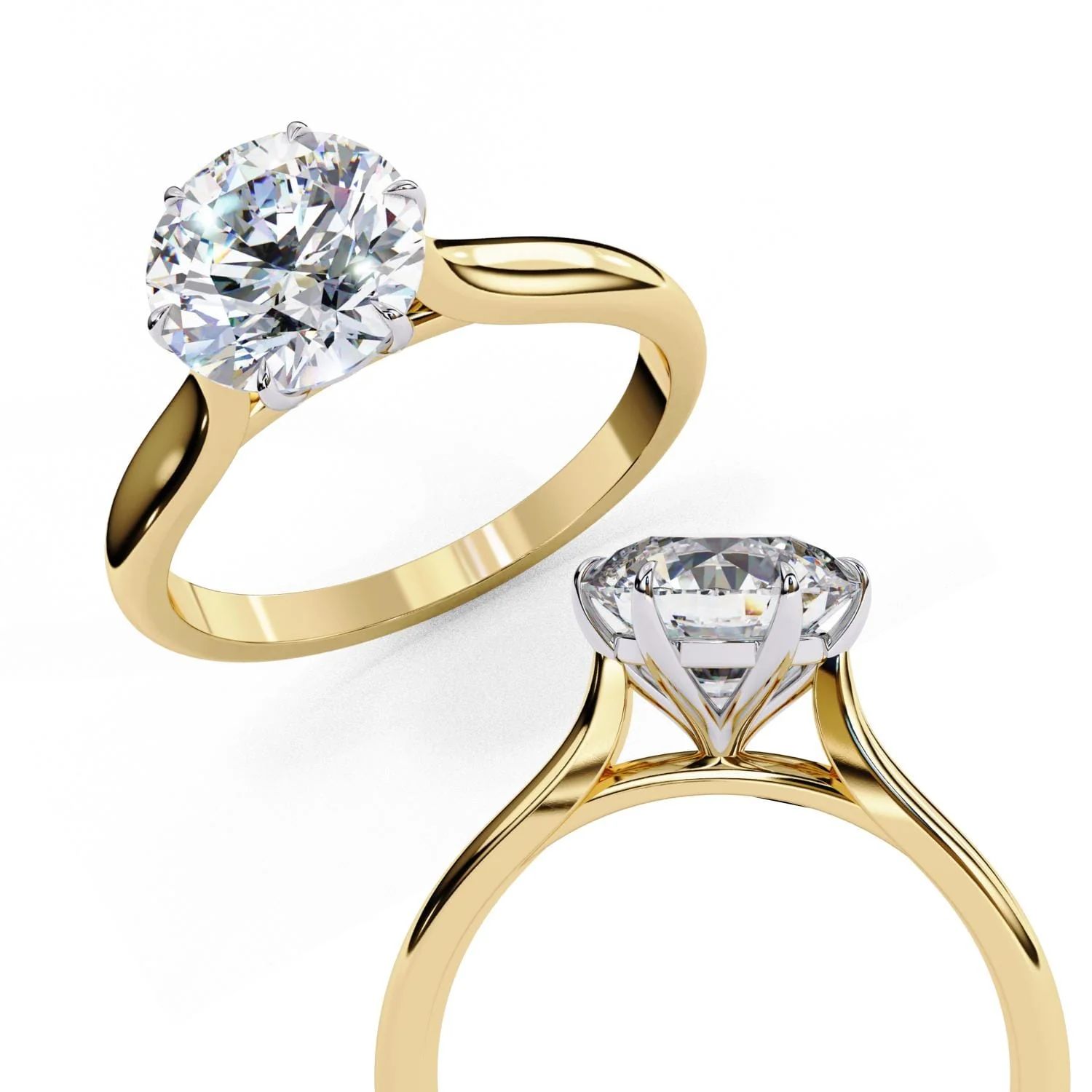 Round Solitaire with 6 Claw Prong Engagement ring - Image 8