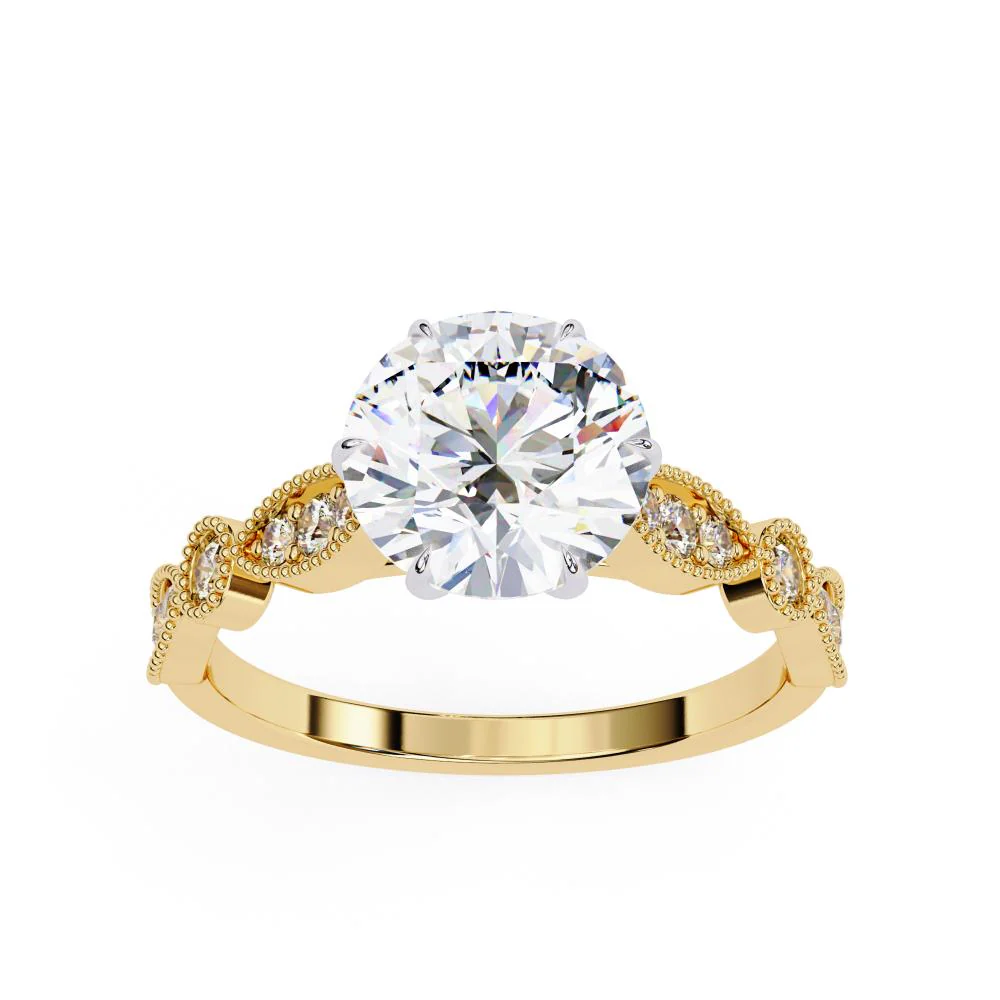 Round Cathedral with Milgrain Band Engagement Ring - Image 5