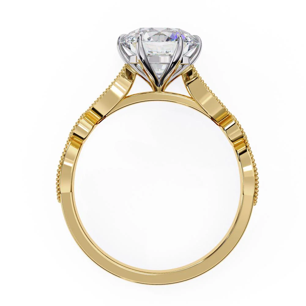 Round Cathedral with Milgrain Band Engagement Ring - Image 6