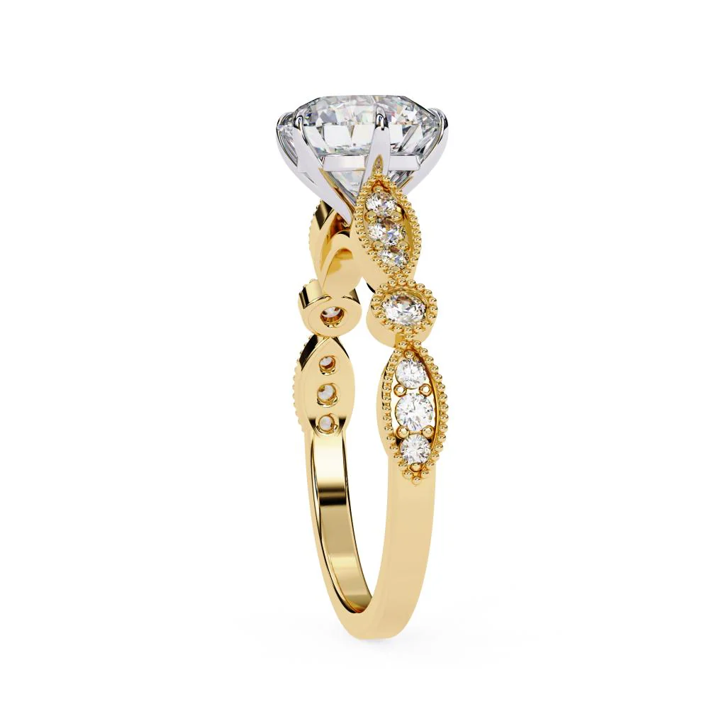 Round Cathedral with Milgrain Band Engagement Ring - Image 7