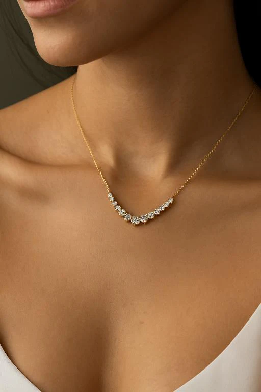 Round Cross Curved Chain Necklace - Image 4