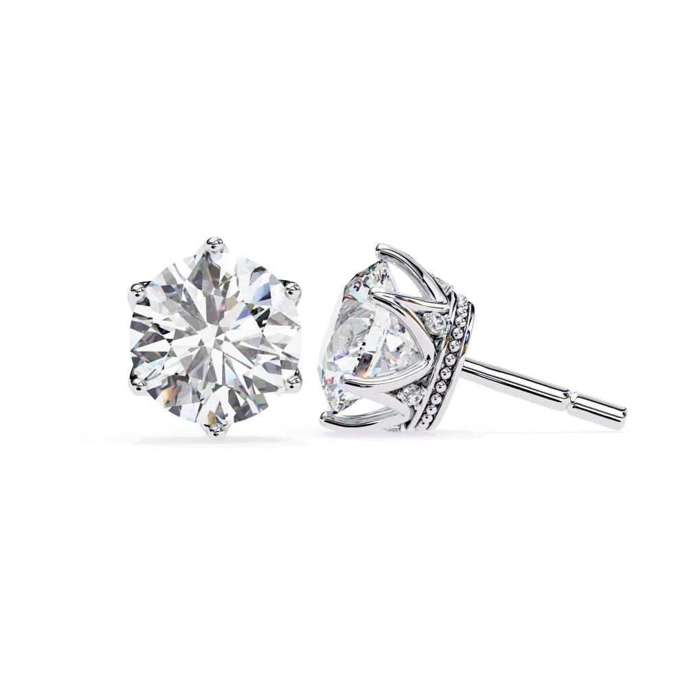 Round Crown Style Stud Earrings - Image 3
