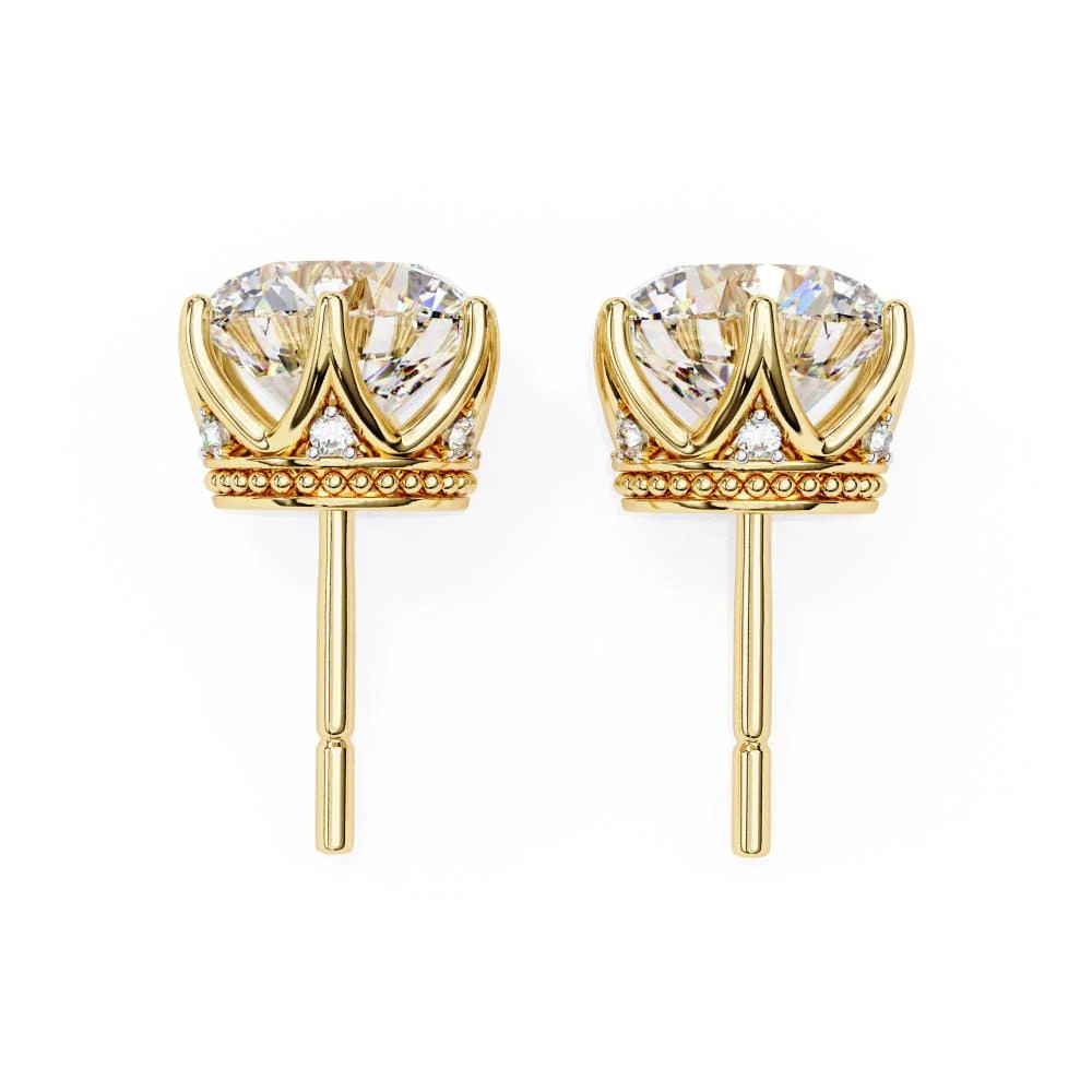 Round Crown Style Stud Earrings - Image 8