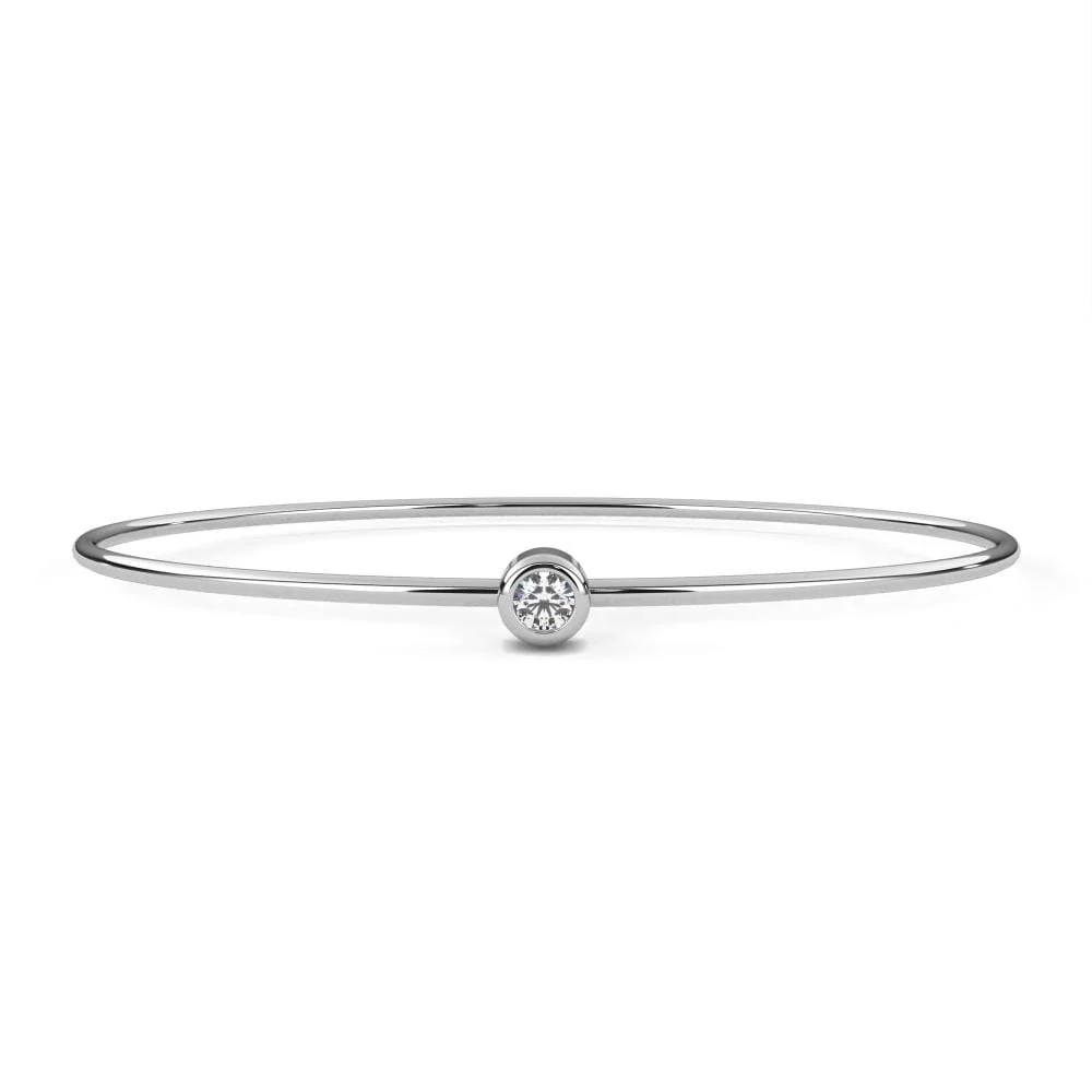 Round Moissanite Diamond with Oval Shape Bangle - Image 3