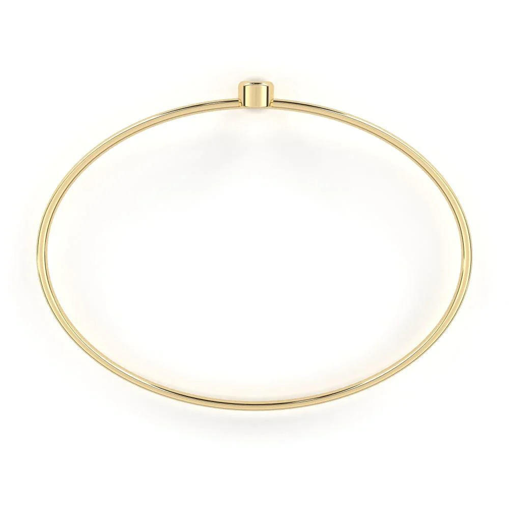 Round Moissanite Diamond with Oval Shape Bangle - Image 4