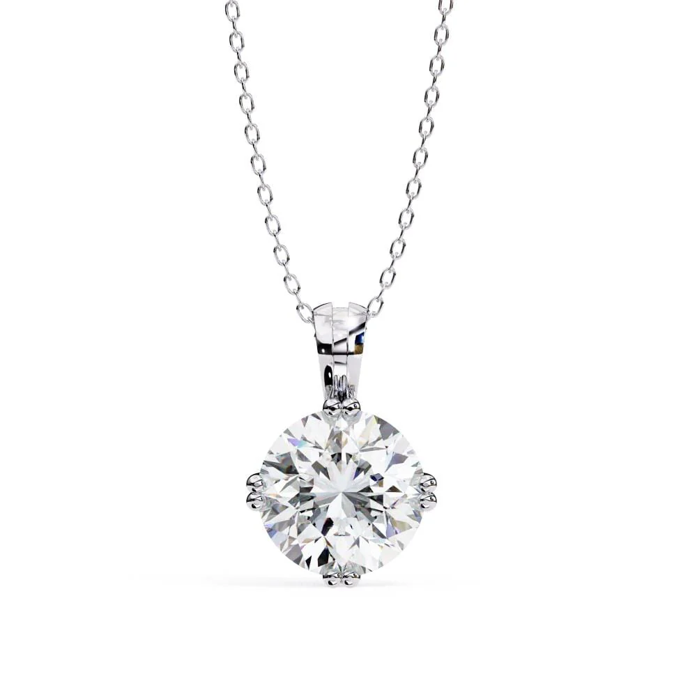 Round Double Claw Prong Pendant with Chain - Image 3
