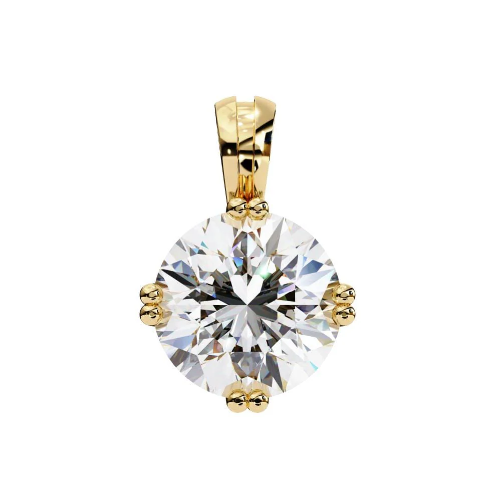 Round Double Claw Prong Pendant with Chain - Image 5