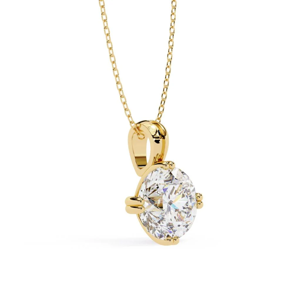 Round Double Claw Prong Pendant with Chain - Image 6