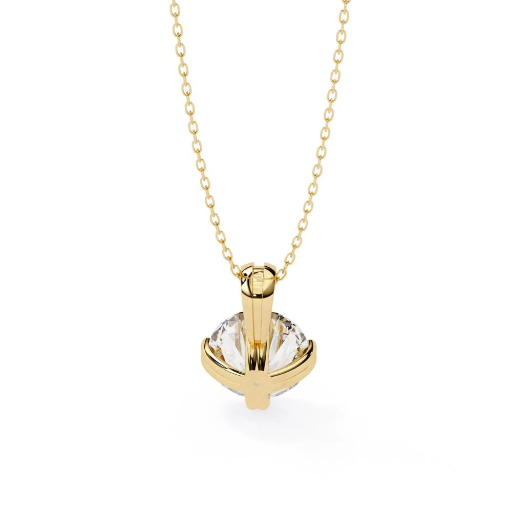Round Double Claw Prong Pendant with Chain - Image 8