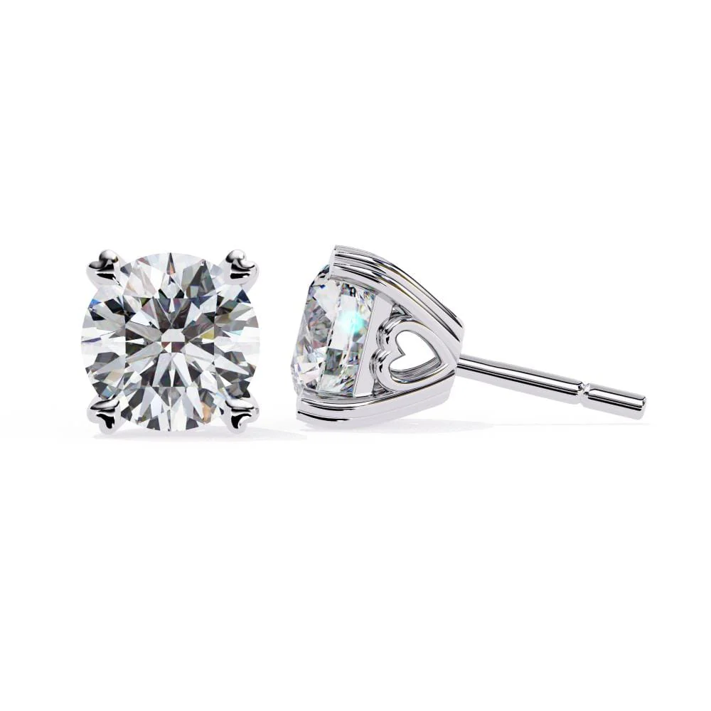 Round Double Claw Prong Stud Earrings - Image 3