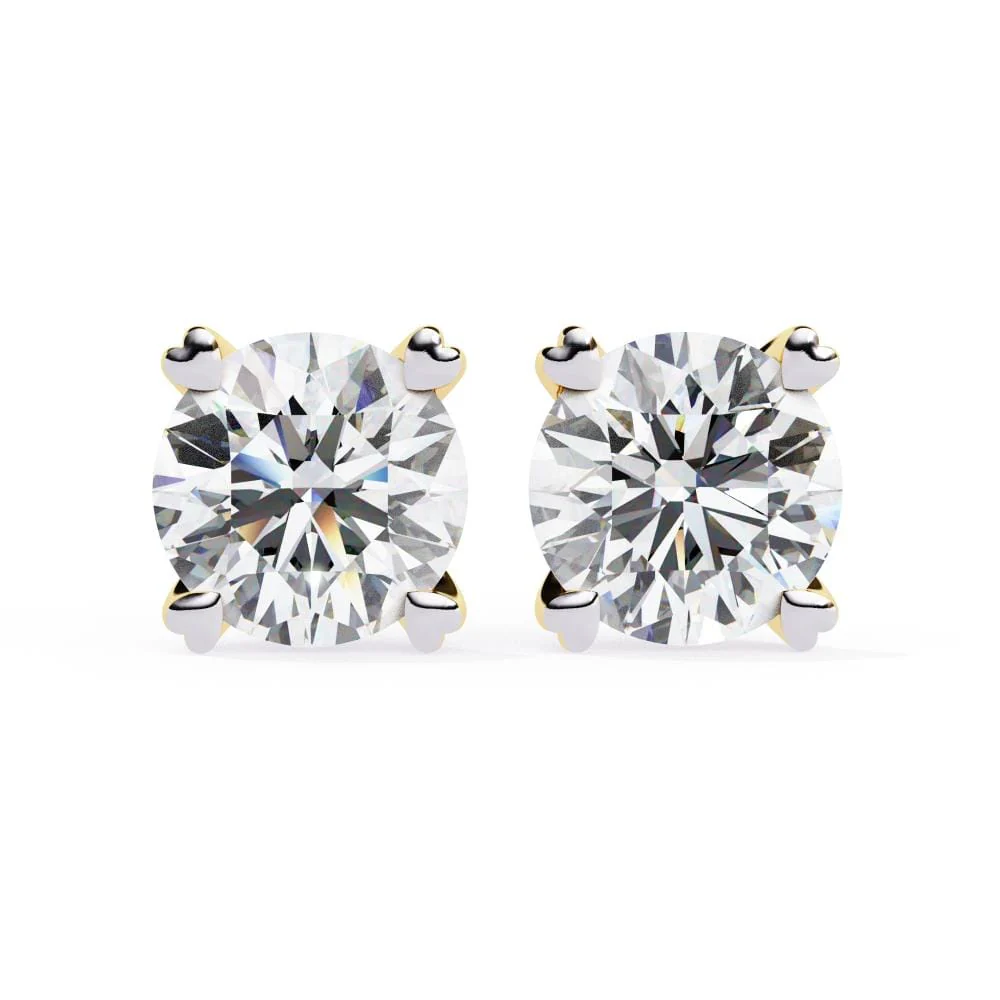 Round Double Claw Prong Stud Earrings - Image 5