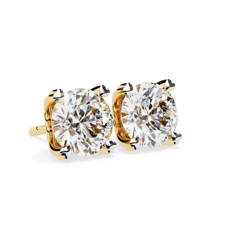 Round Double Claw Prong Stud Earrings - Image 6
