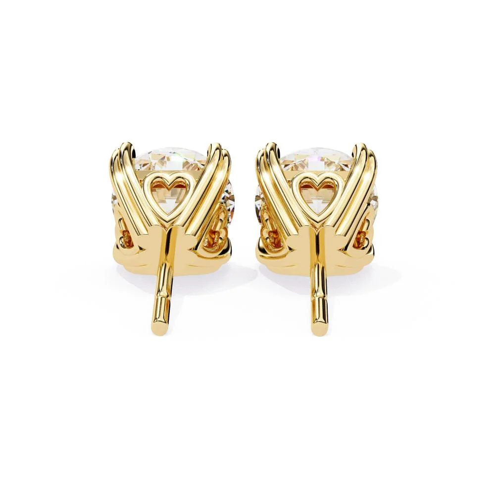 Round Double Claw Prong Stud Earrings - Image 7