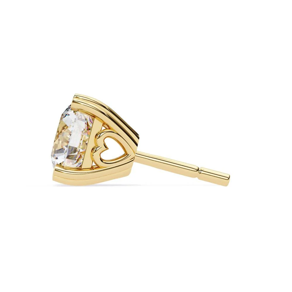 Round Double Claw Prong Stud Earrings - Image 8