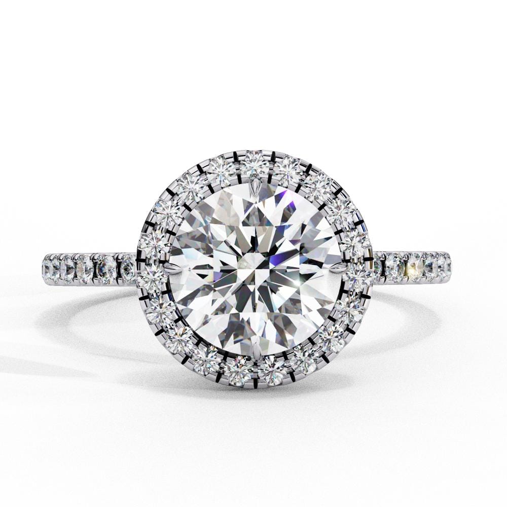 Round Halo with Pave Band Engagement ring - Image 3