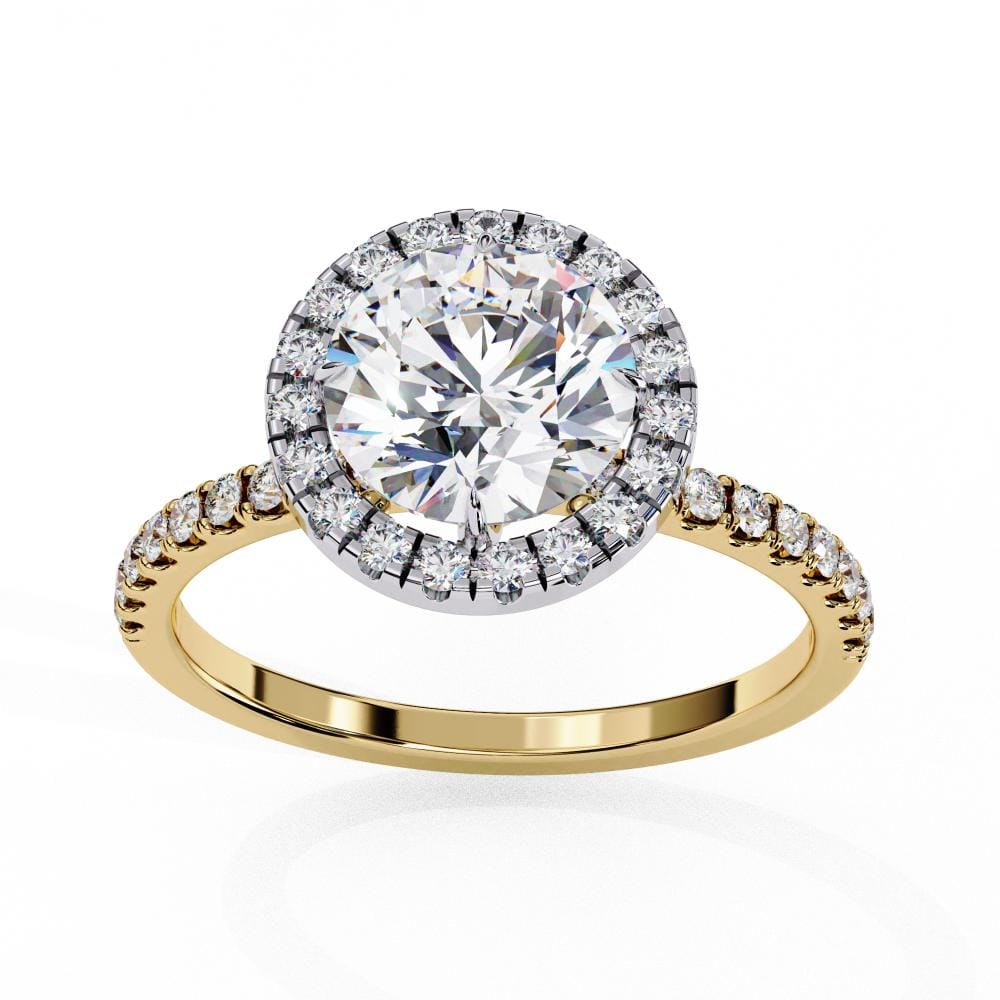 Round Halo with Pave Band Engagement ring - Image 5