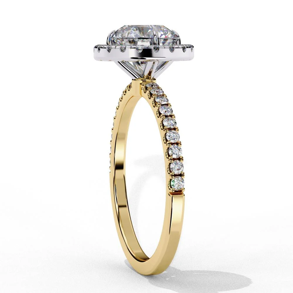 Round Halo with Pave Band Engagement ring - Image 7